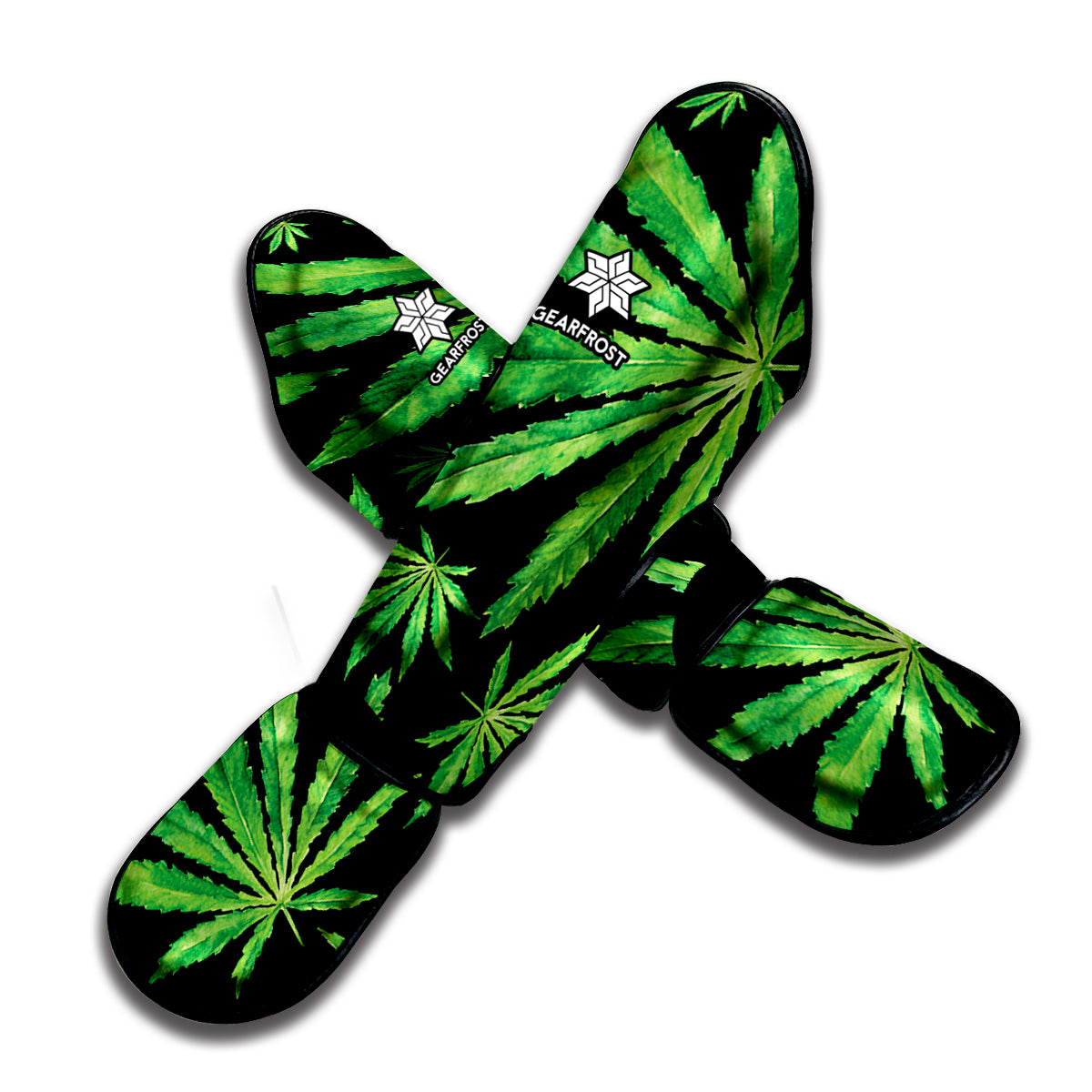 Watercolor Marijuana Leaf Pattern Print Muay Thai Shin Guard