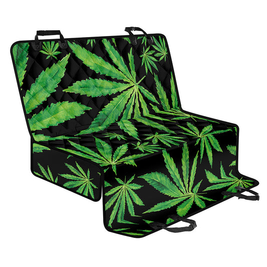 Watercolor Marijuana Leaf Pattern Print Pet Car Back Seat Cover