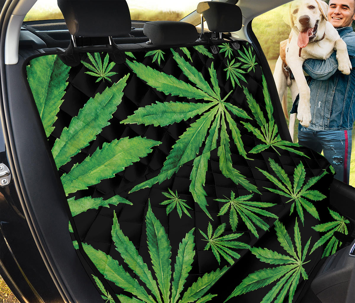 Watercolor Marijuana Leaf Pattern Print Pet Car Back Seat Cover