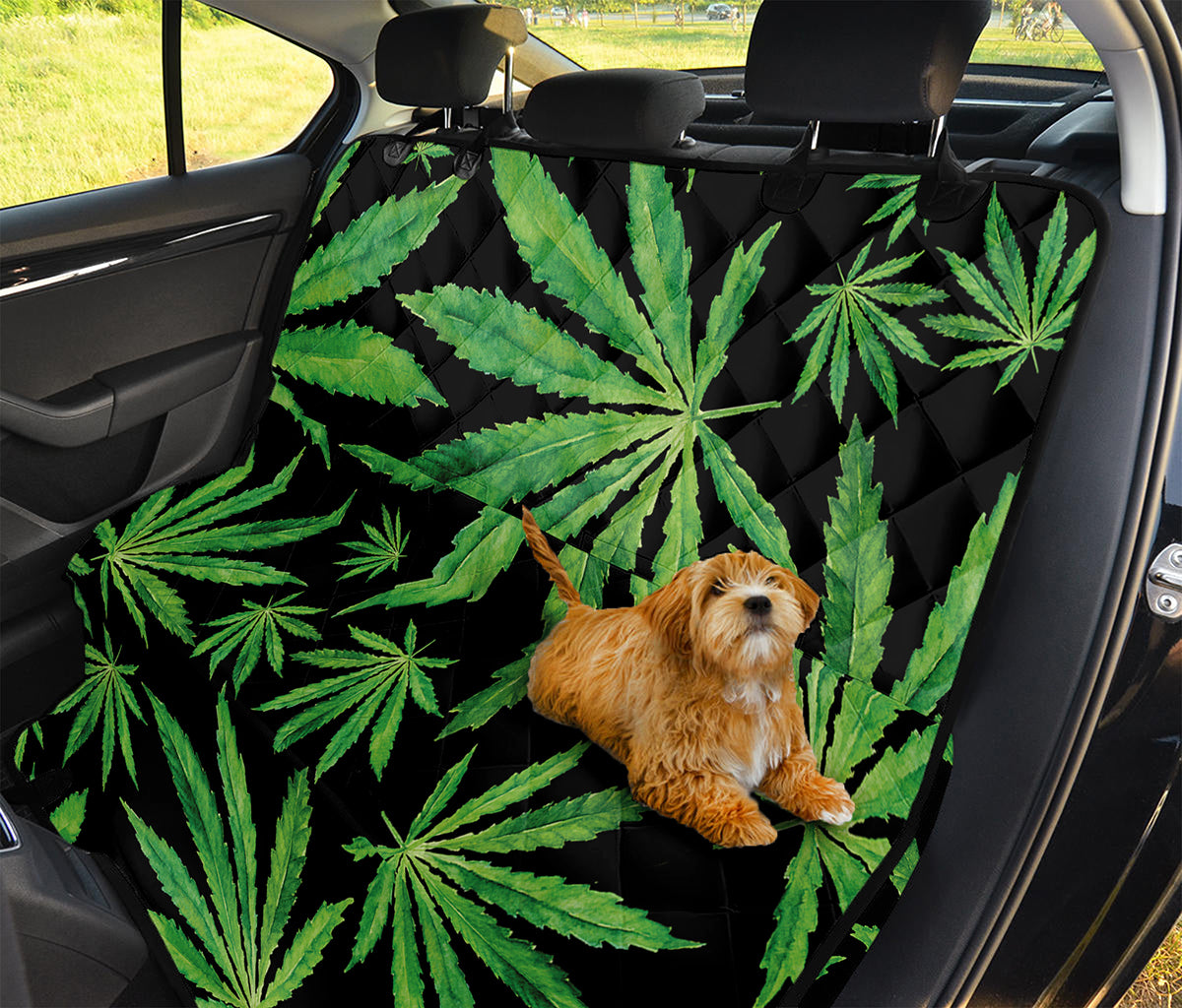 Watercolor Marijuana Leaf Pattern Print Pet Car Back Seat Cover