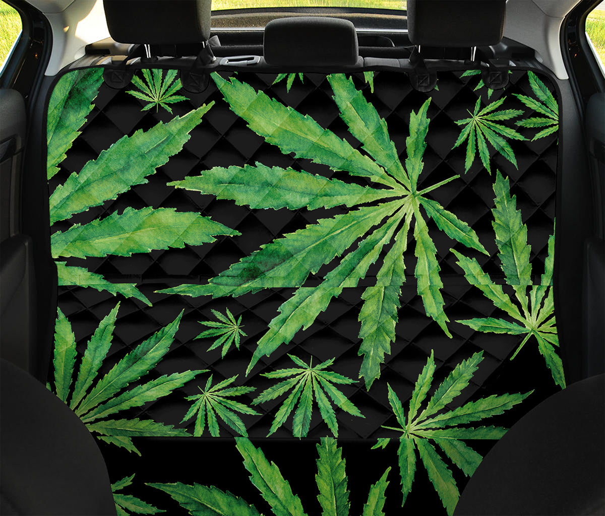 Watercolor Marijuana Leaf Pattern Print Pet Car Back Seat Cover