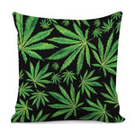 Watercolor Marijuana Leaf Pattern Print Pillow Cover