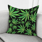 Watercolor Marijuana Leaf Pattern Print Pillow Cover