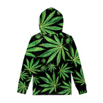 Watercolor Marijuana Leaf Pattern Print Pullover Hoodie