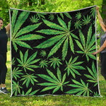 Watercolor Marijuana Leaf Pattern Print Quilt