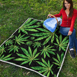 Watercolor Marijuana Leaf Pattern Print Quilt