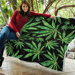 Watercolor Marijuana Leaf Pattern Print Quilt