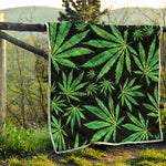 Watercolor Marijuana Leaf Pattern Print Quilt