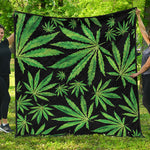 Watercolor Marijuana Leaf Pattern Print Quilt