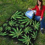Watercolor Marijuana Leaf Pattern Print Quilt