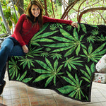 Watercolor Marijuana Leaf Pattern Print Quilt