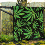 Watercolor Marijuana Leaf Pattern Print Quilt