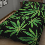 Watercolor Marijuana Leaf Pattern Print Quilt Bed Set