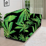 Watercolor Marijuana Leaf Pattern Print Sofa Cover