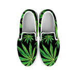 Watercolor Marijuana Leaf Pattern Print White Slip On Shoes