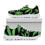Watercolor Marijuana Leaf Pattern Print White Sneakers