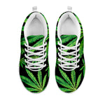 Watercolor Marijuana Leaf Pattern Print White Sneakers