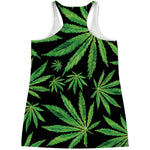 Watercolor Marijuana Leaf Pattern Print Women's Racerback Tank Top