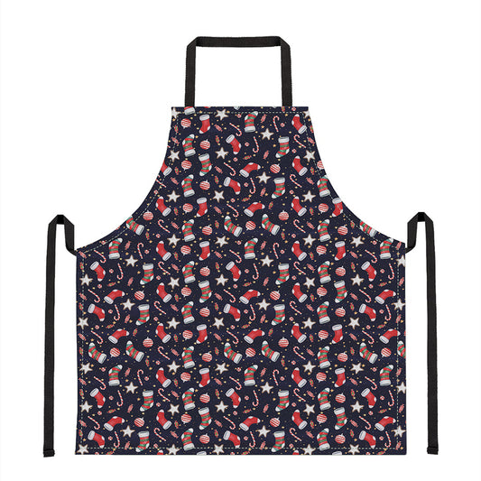 Watercolor Merry Christmas Pattern Print Apron