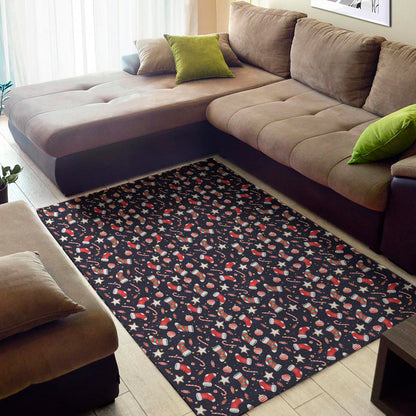 Watercolor Merry Christmas Pattern Print Area Rug