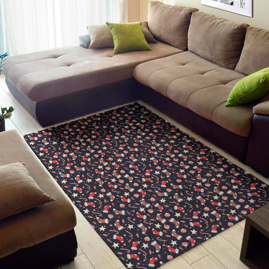 Watercolor Merry Christmas Pattern Print Area Rug