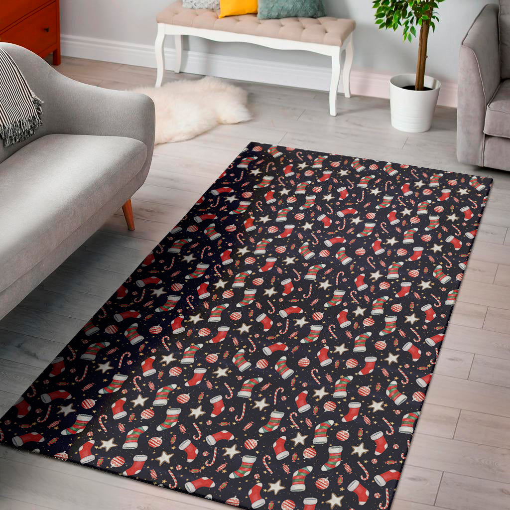 Watercolor Merry Christmas Pattern Print Area Rug