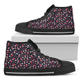 Watercolor Merry Christmas Pattern Print Black High Top Sneakers