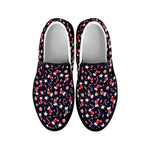 Watercolor Merry Christmas Pattern Print Black Slip On Shoes