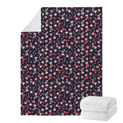 Watercolor Merry Christmas Pattern Print Blanket