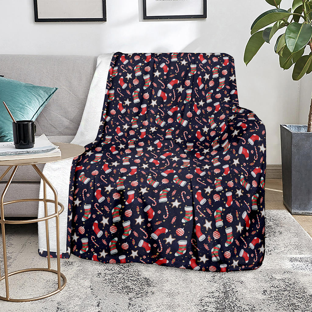 Watercolor Merry Christmas Pattern Print Blanket