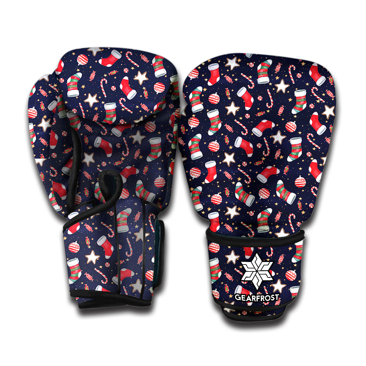Watercolor Merry Christmas Pattern Print Boxing Gloves
