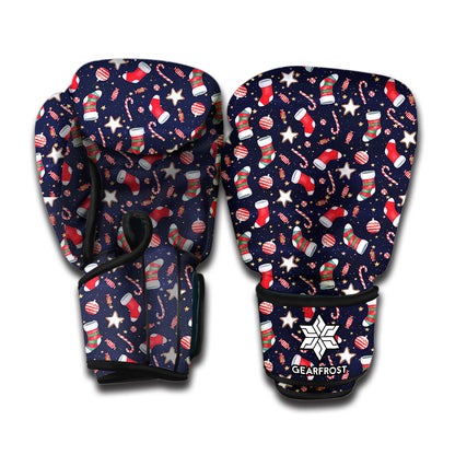 Watercolor Merry Christmas Pattern Print Boxing Gloves