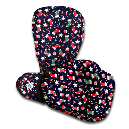 Watercolor Merry Christmas Pattern Print Boxing Gloves
