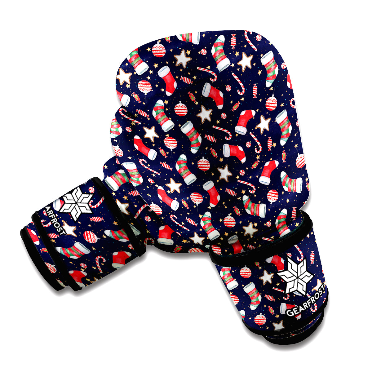 Watercolor Merry Christmas Pattern Print Boxing Gloves