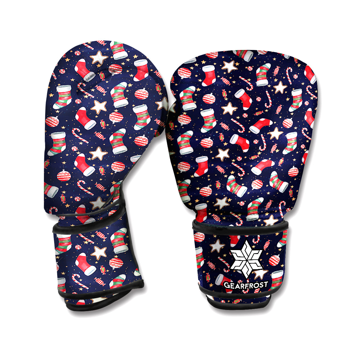 Watercolor Merry Christmas Pattern Print Boxing Gloves