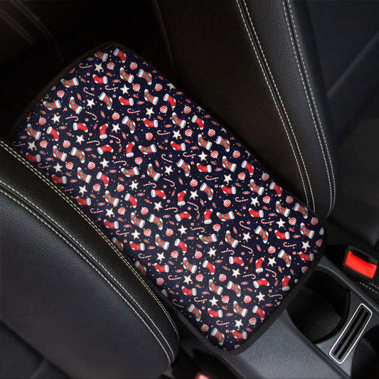 Watercolor Merry Christmas Pattern Print Car Center Console Cover