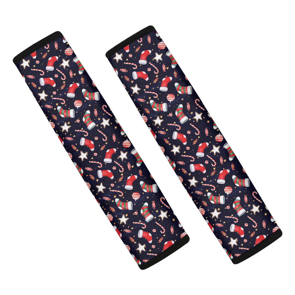 Watercolor Merry Christmas Pattern Print Car Seat Belt Covers