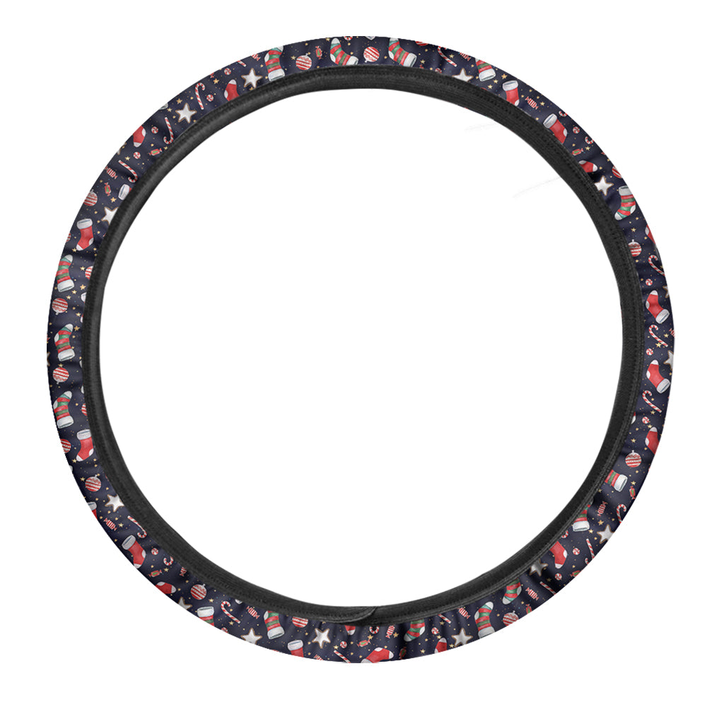 Watercolor Merry Christmas Pattern Print Car Steering Wheel Cover