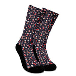 Watercolor Merry Christmas Pattern Print Crew Socks