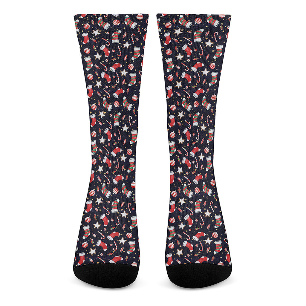 Watercolor Merry Christmas Pattern Print Crew Socks