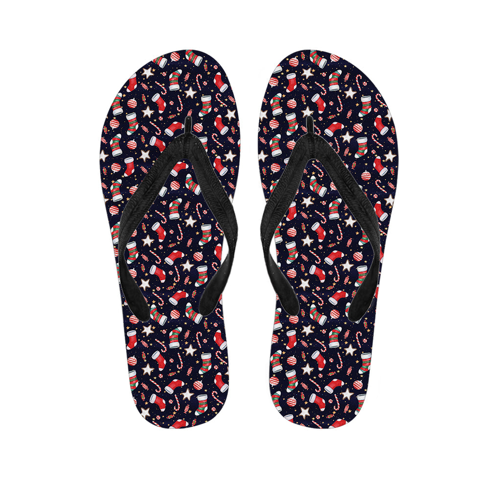 Watercolor Merry Christmas Pattern Print Flip Flops
