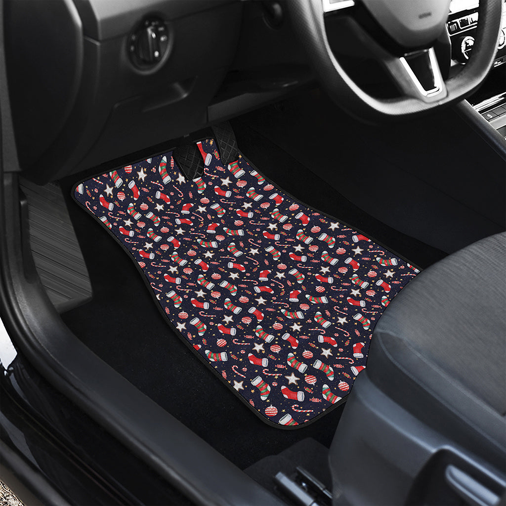 Watercolor Merry Christmas Pattern Print Front and Back Car Floor Mats