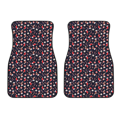 Watercolor Merry Christmas Pattern Print Front Car Floor Mats