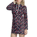 Watercolor Merry Christmas Pattern Print Hoodie Dress