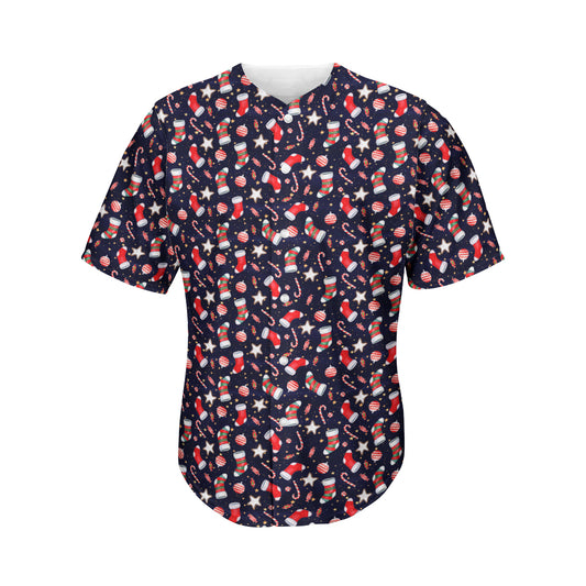 Watercolor Merry Christmas Pattern Print Men's Baseball Jersey