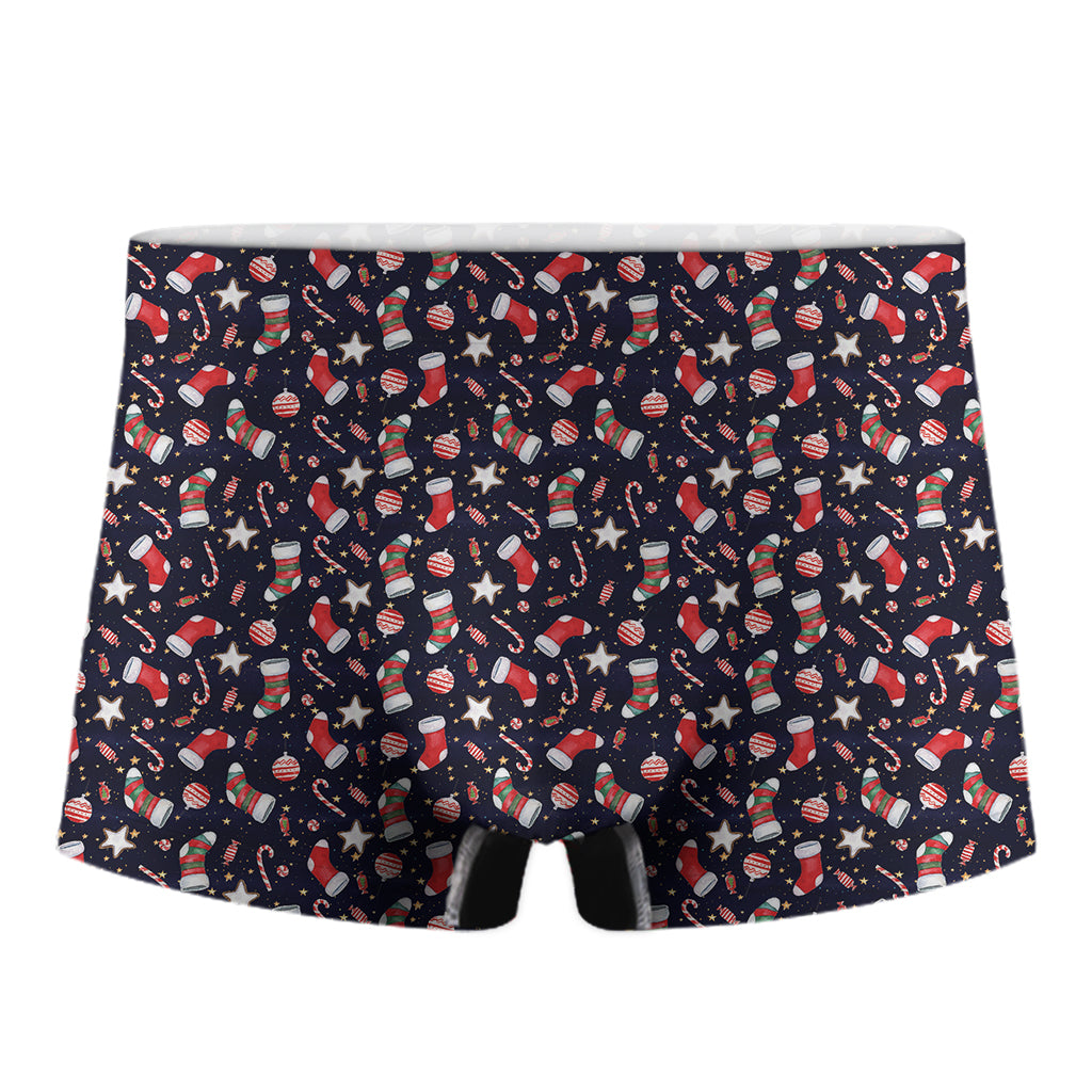 Watercolor Merry Christmas Pattern Print Men's Boxer Briefs