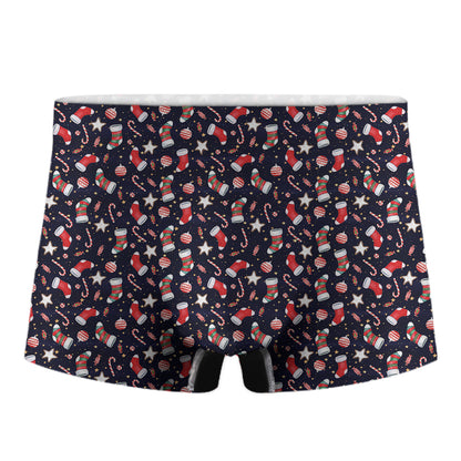 Watercolor Merry Christmas Pattern Print Men's Boxer Briefs