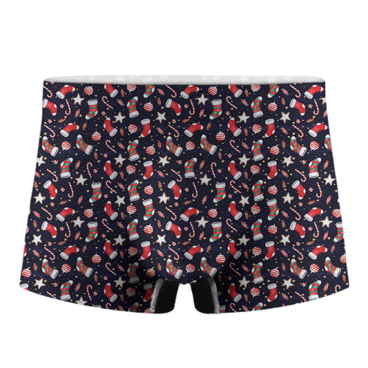 Watercolor Merry Christmas Pattern Print Men's Boxer Briefs