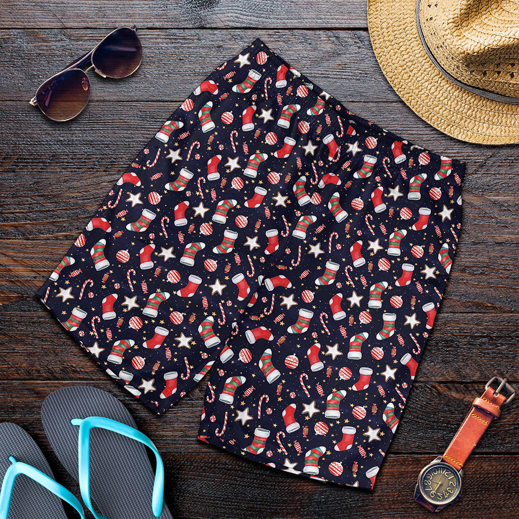 Watercolor Merry Christmas Pattern Print Men's Shorts