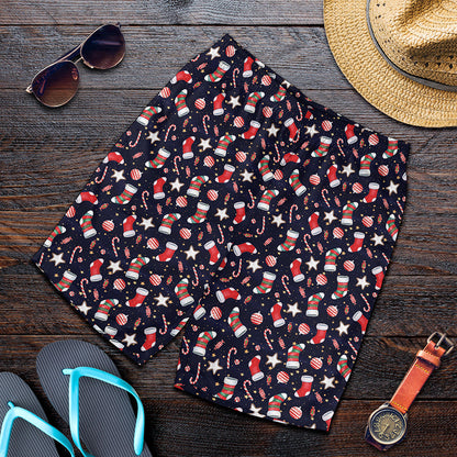 Watercolor Merry Christmas Pattern Print Men's Shorts